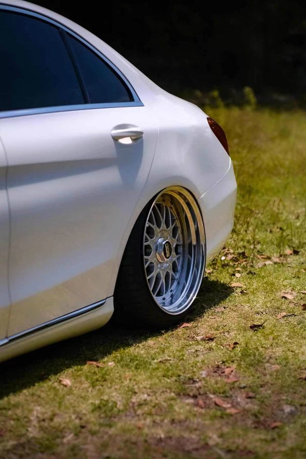 White gentleman Mercedes-Benz W205 coupe stancenation cool figure