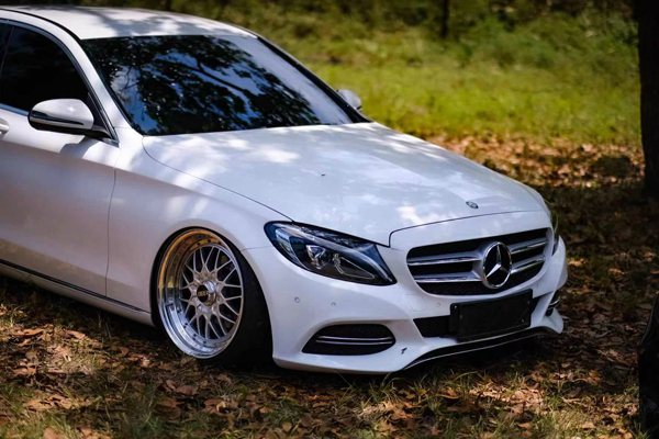 White gentleman Mercedes-Benz W205 coupe stancenation cool figure